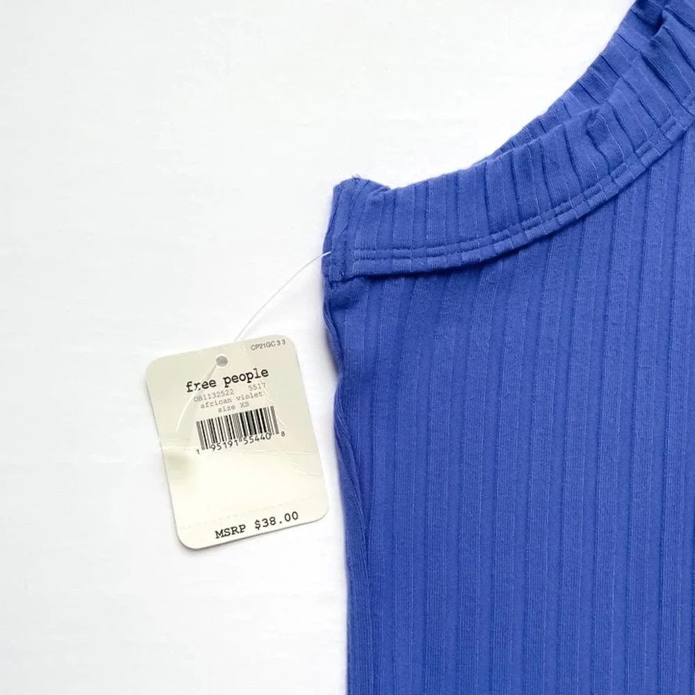NEW Free People Movement Blissed Out Ribbed Tank Size XS African Violet Blue - Picture 10 of 12